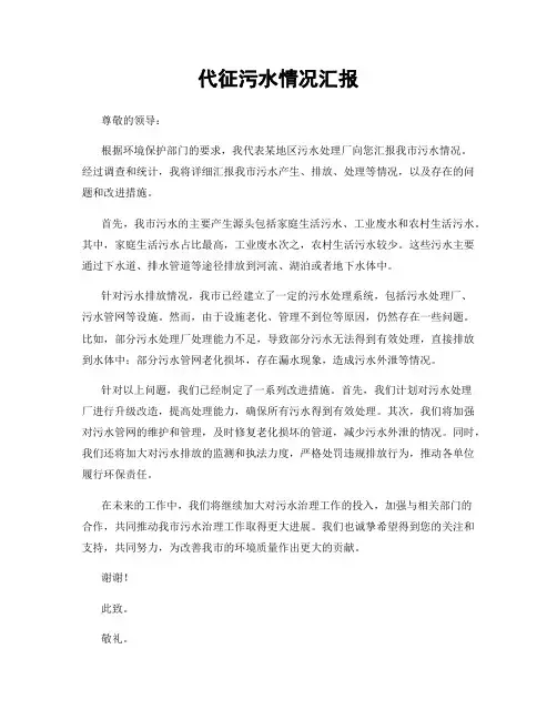 代征污水情况汇报