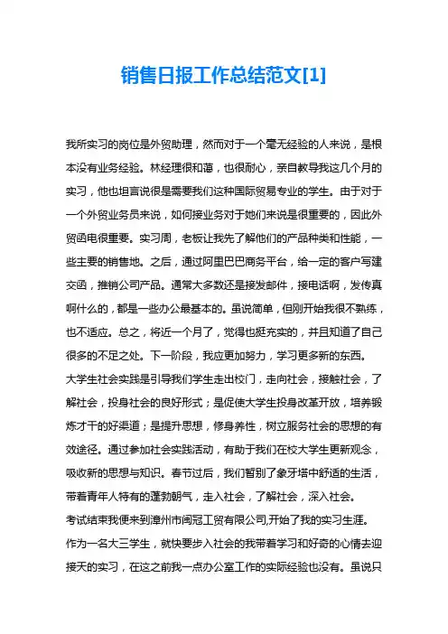销售日报工作总结范文