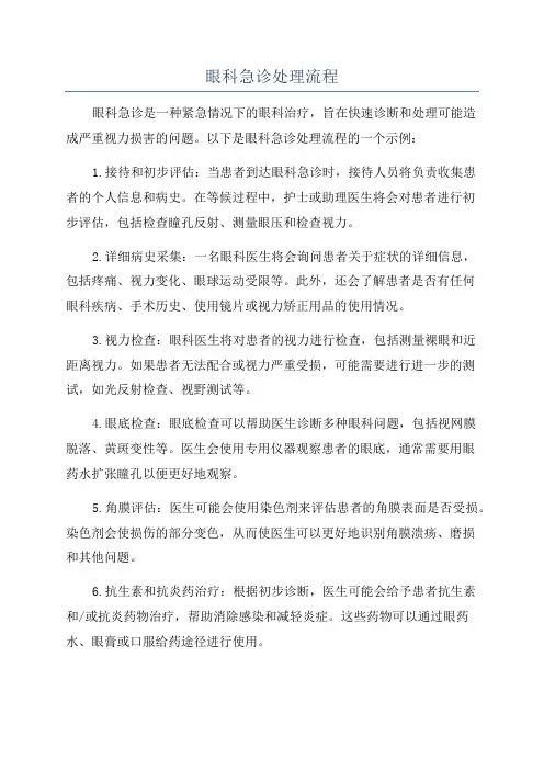 眼科急诊处理流程