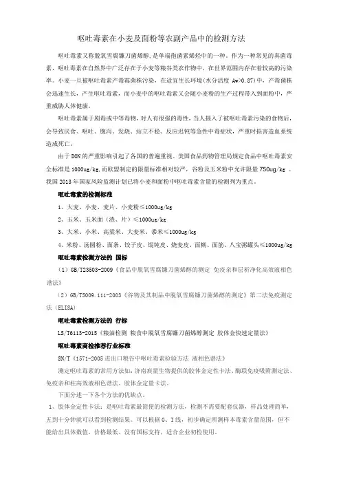 呕吐毒素在粮食及农副产品中的检测方法