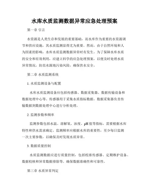 水库水质监测数据异常应急处理预案