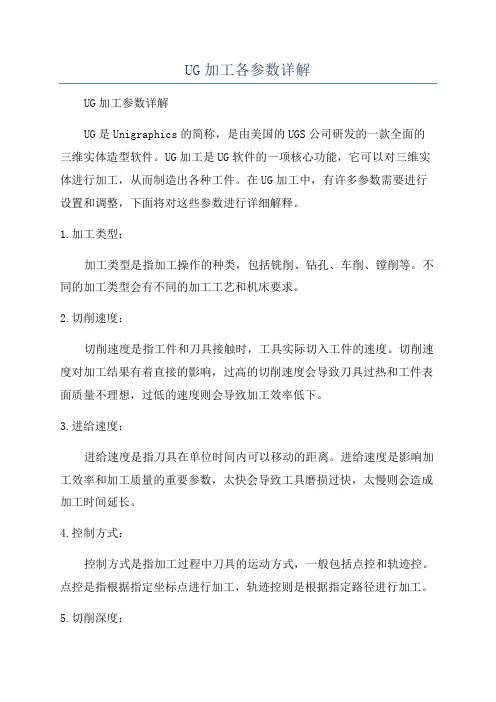 UG加工各参数详解