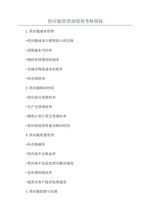 供应链管理部绩效考核指标