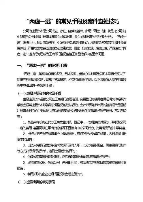 “两虚一逃”的常见手段及案件查处技巧