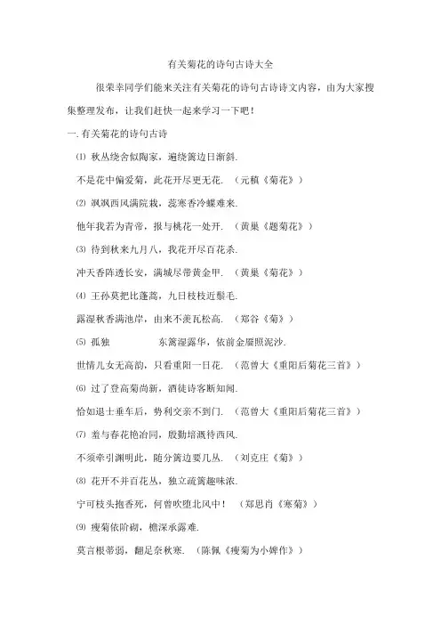 有关菊花的诗句古诗