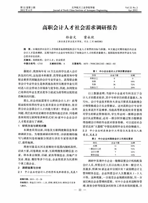 高职会计人才社会需求调研报告