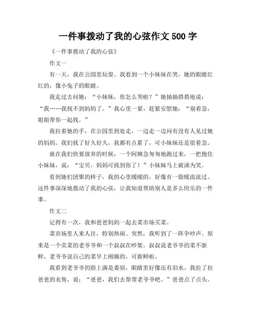 一件事拨动了我的心弦作文500字