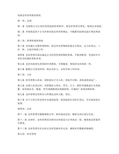 电商仓库管理规章制度