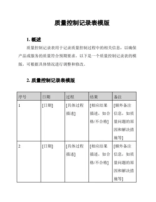质量控制记录表模版