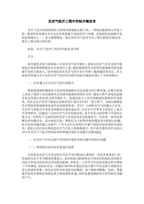 页岩气钻井工程中的钻井液技术