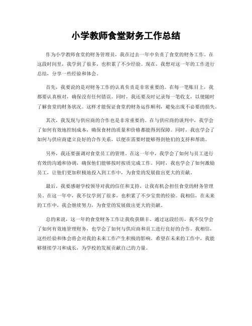 小学教师食堂财务工作总结