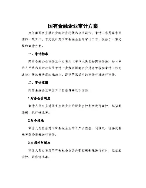 国有金融企业审计方案