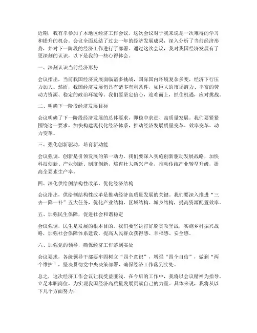 经济工作会议心得体会