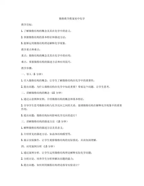 微格教学教案初中化学