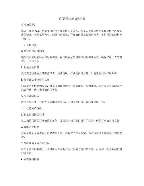 信用评级工作情况汇报