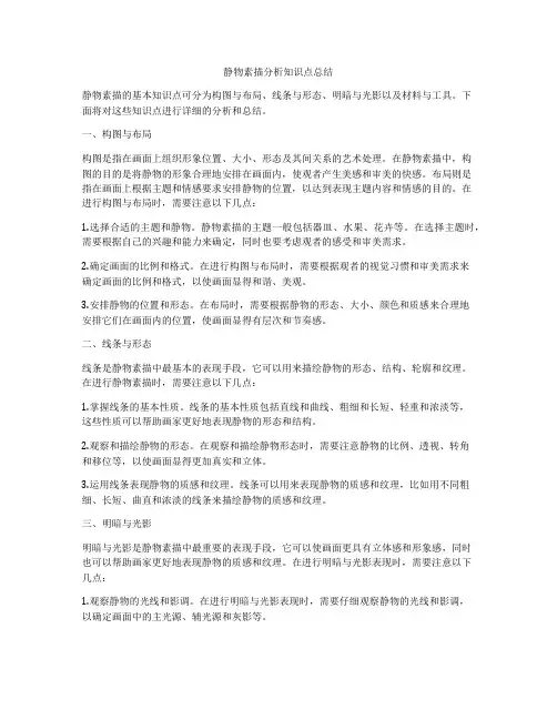 静物素描分析知识点总结