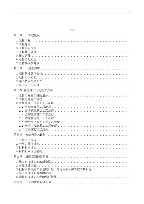 泛光照明专项施工组织方案计划内容