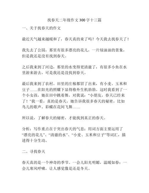 找春天二年级作文300字十三篇