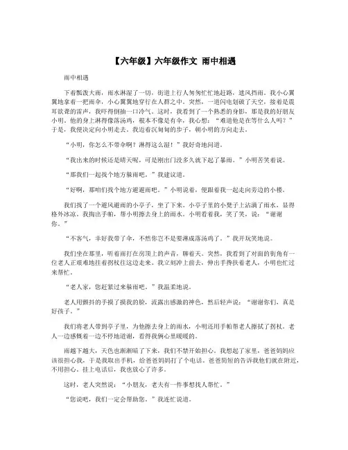 【六年级】六年级作文 雨中相遇