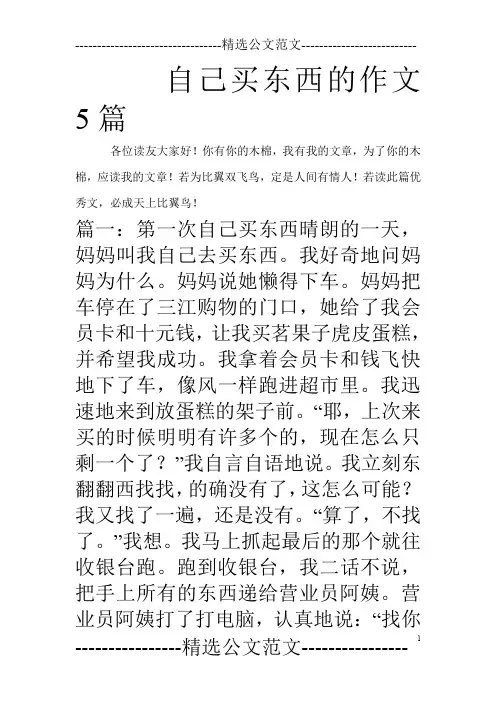 自己买东西的作文5篇