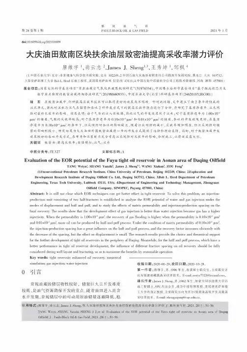 大庆油田敖南区块扶余油层致密油提高采收率潜力评价