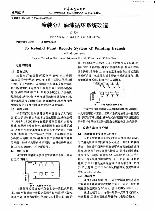 涂装分厂油漆循环系统改造