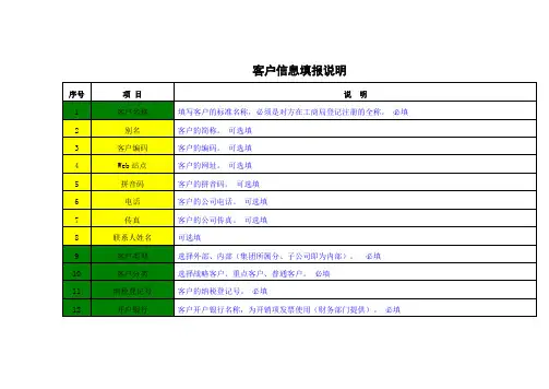 客户信息填报说明