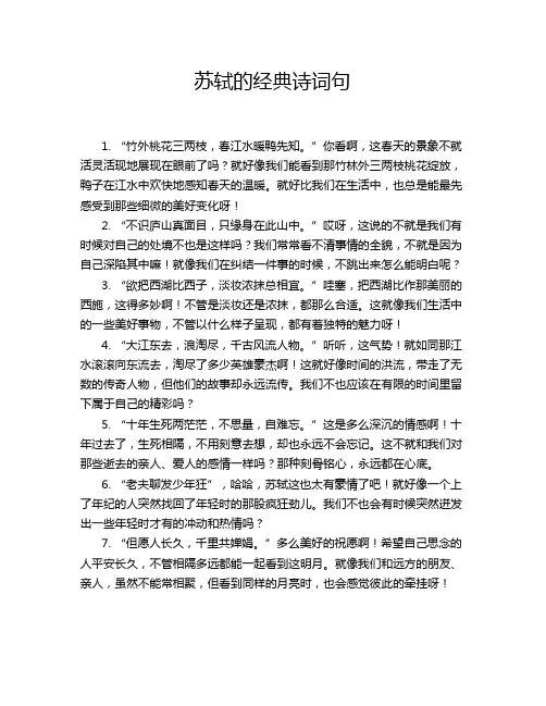 苏轼的经典诗词句