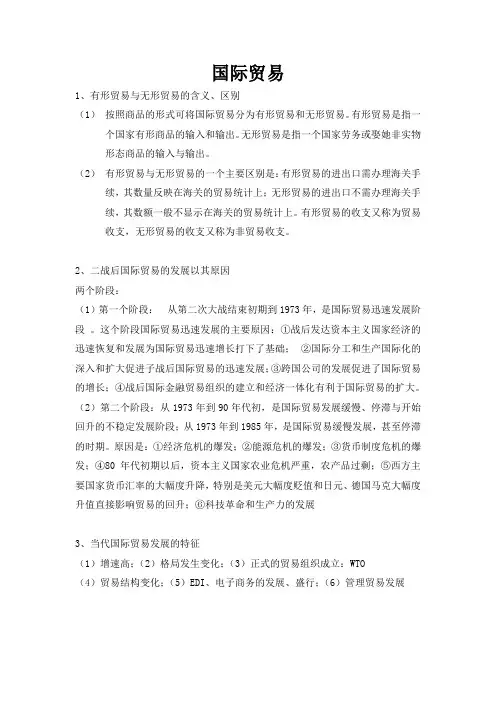 国际贸易期末重点完美版