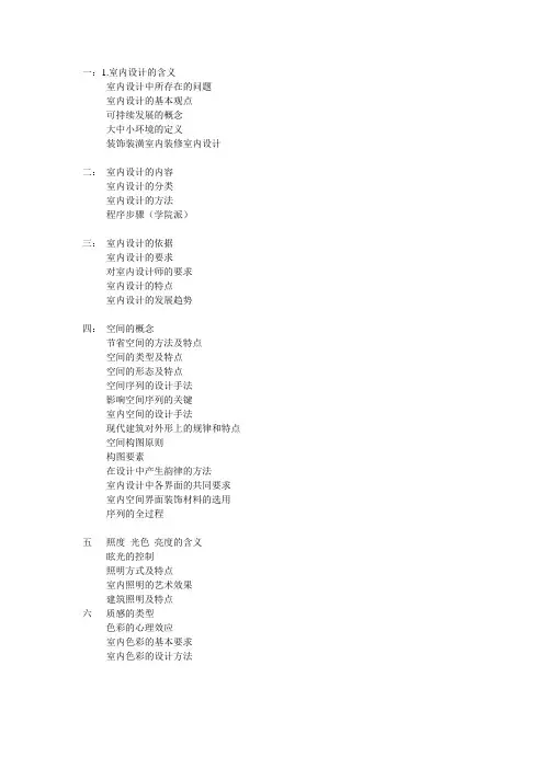 室内设计原理-精髓教学总结