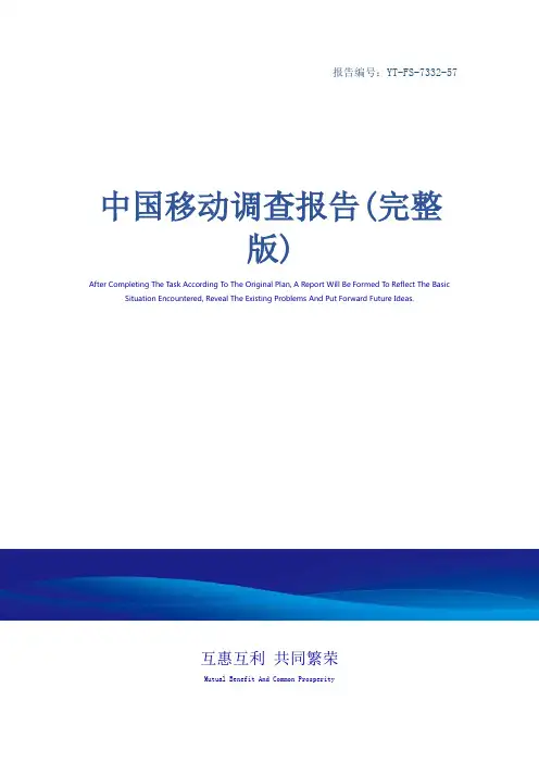 中国移动调查报告(完整版)