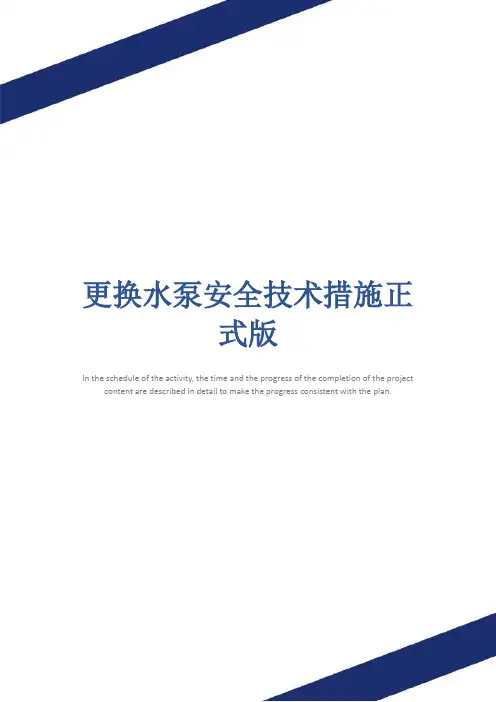 更换水泵安全技术措施正式版