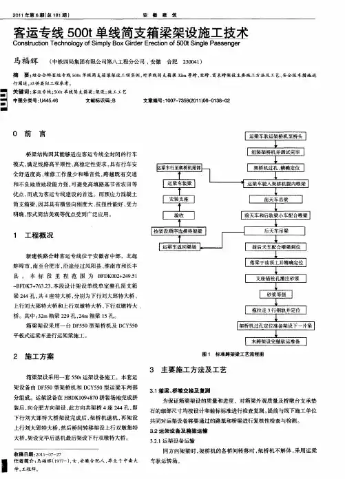 客运专线500t单线简支箱梁架设施工技术