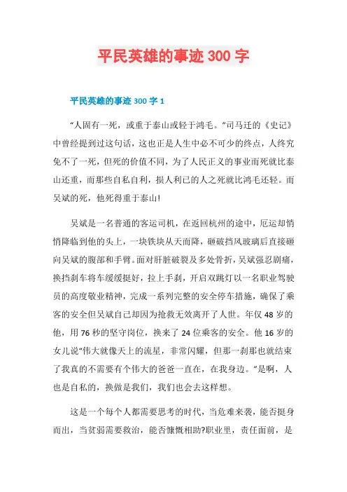 平民英雄的事迹300字