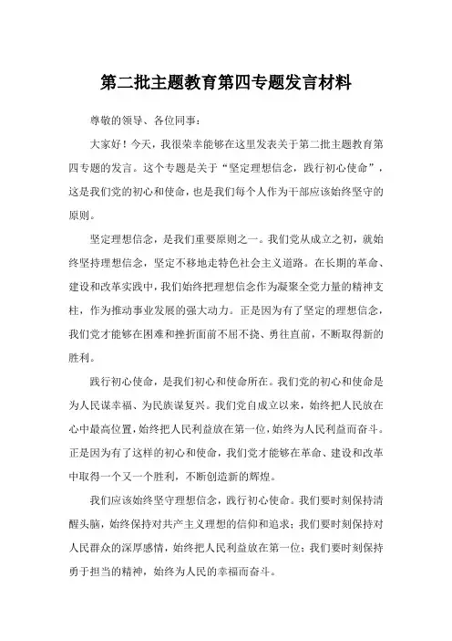 第二批主题教育第四专题发言材料