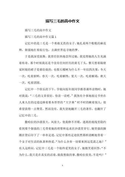 描写三毛的高中作文