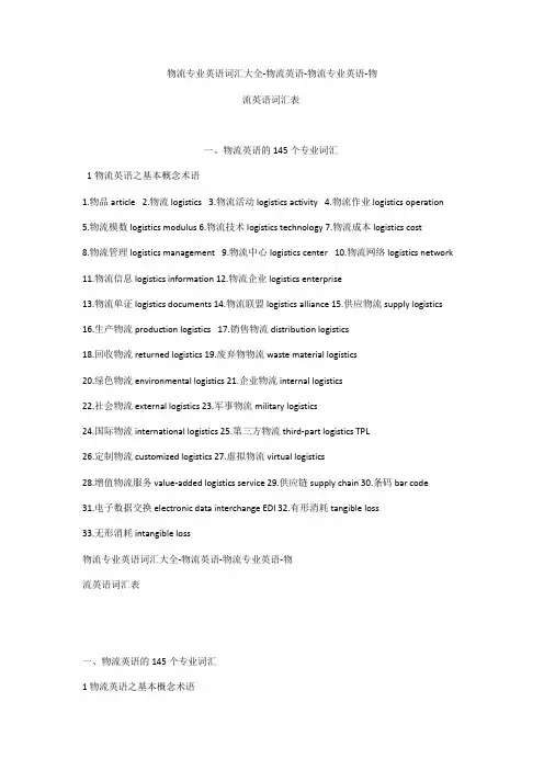 物流英语词汇
