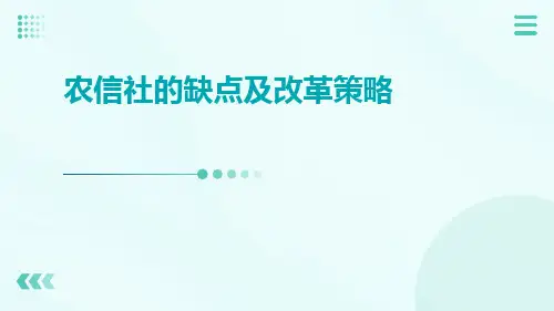 农信社的缺点及改革策略