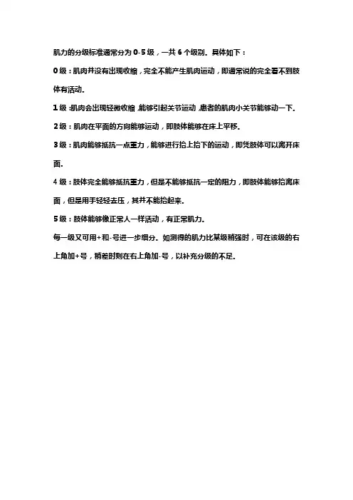 肌力评定的标准
