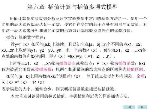 第六章  插值计算与插值多项式模型