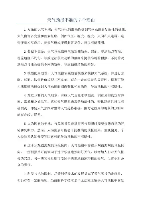 天气预报不准的7个理由