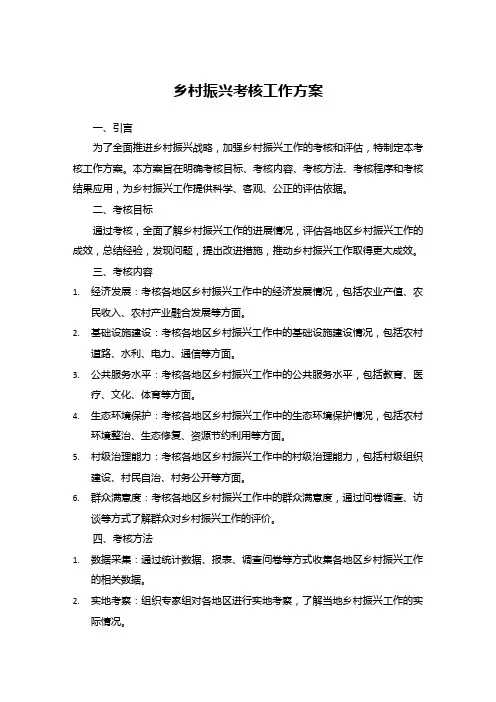 乡村振兴考核工作方案