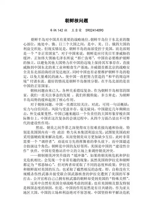 朝核问题论文