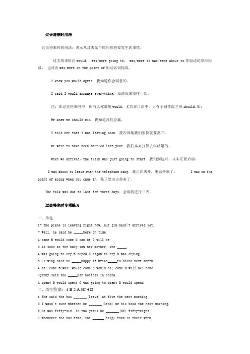 英语语法专项---过去将来时用法