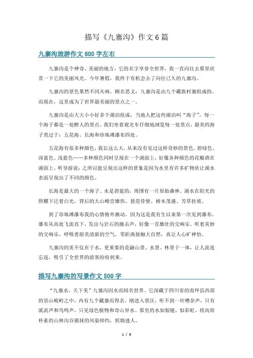 描写《九寨沟》作文6篇