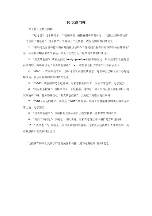10大热门梗