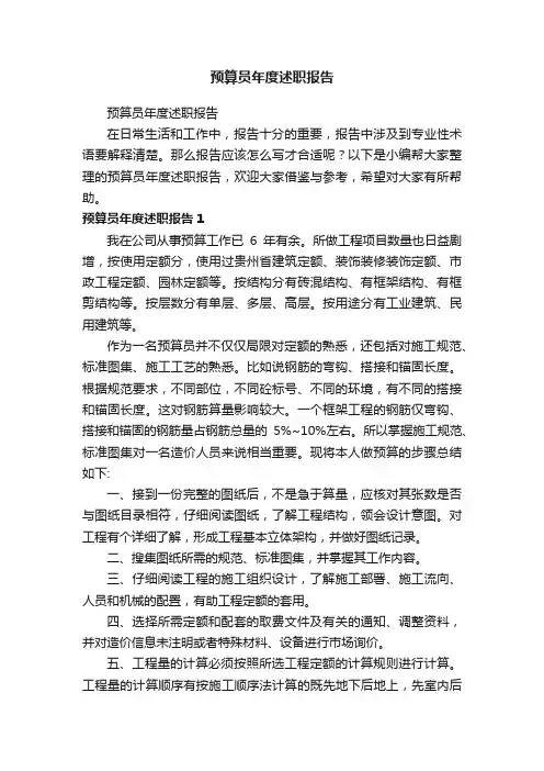 预算员年度述职报告