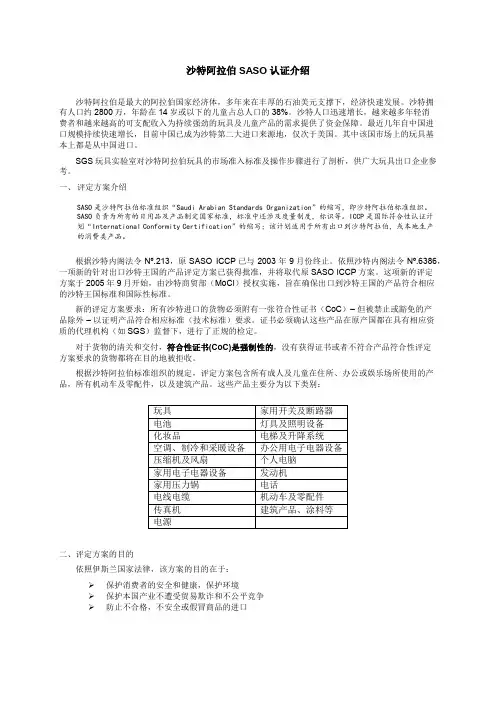 沙特阿拉伯SASO认证介绍