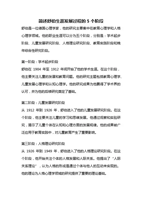 简述舒伯生涯发展过程的5个阶段