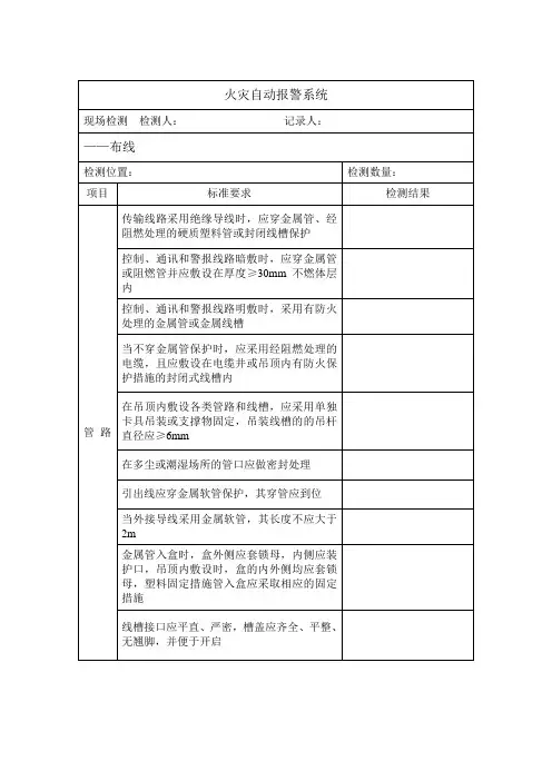 火灾自动报警系统表格